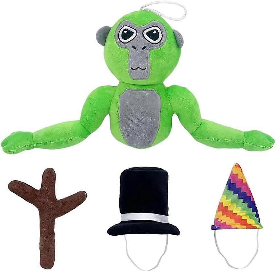Gorilla Plush, Stuffed Animal Monkey Plushies, Soft Gorilla Plush-Toy, with 2 Hats,1 Branch Scepter, Monkey Toy Plushes for Game Lovers, Plush for Boy