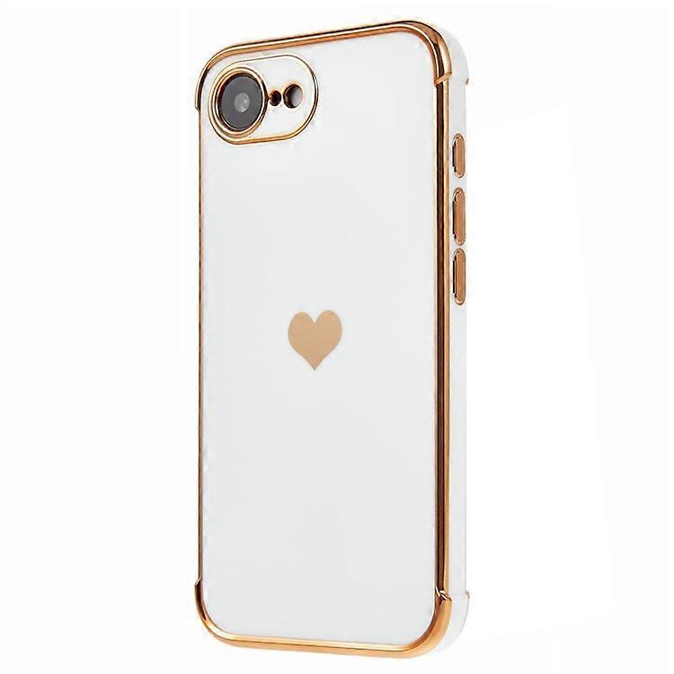 Compatible For iPhone 16e Case TPU Phone Back Cover Electroplating Heart Pattern