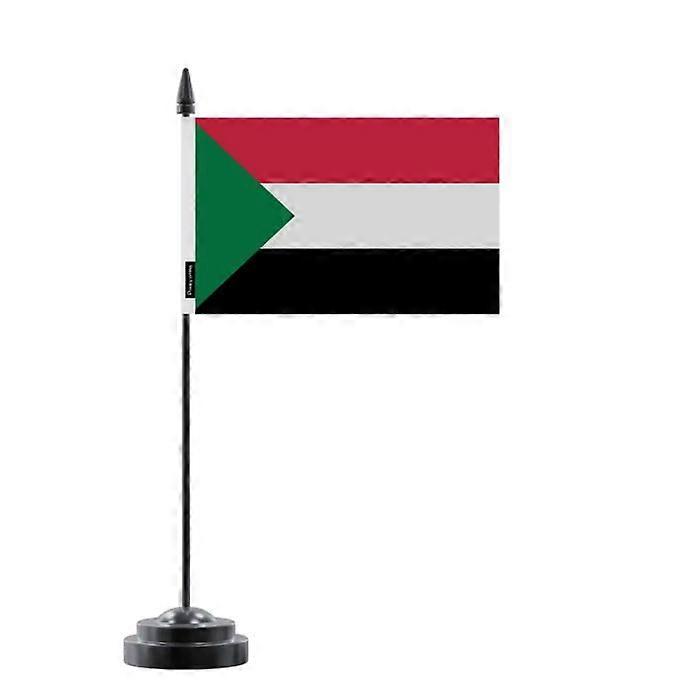 Table Flag - Multicolored - Sudan - 14 x 21 cm - Plastic Pole - Double-Sided Print