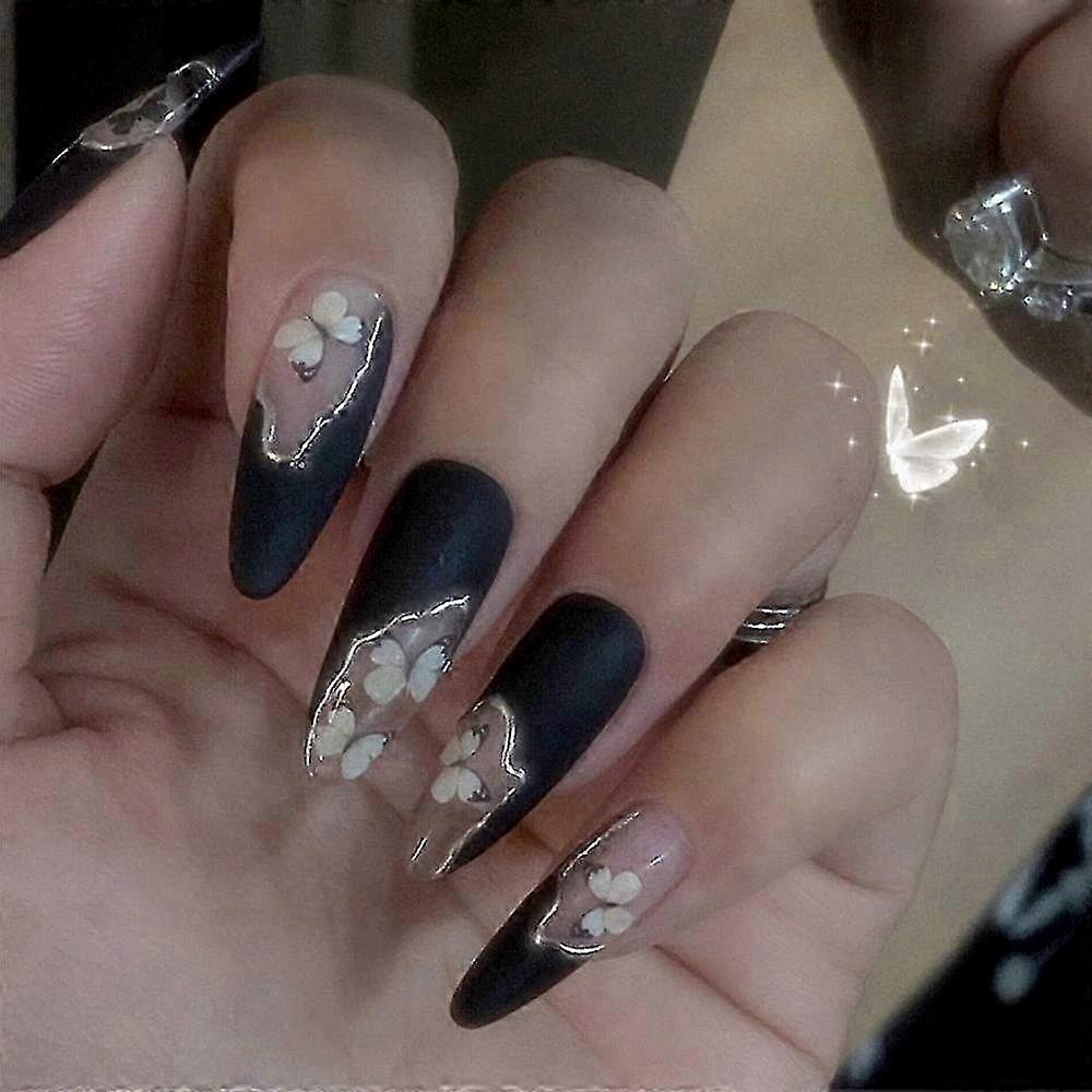 24pcs Baroque Style Removable Butterfly False Nails for a Glamorous Manicure Patch