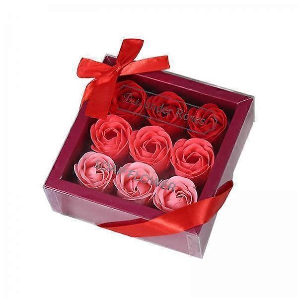 4x Rose Flower Soap Set in Square Gift Box, Valentine's Day Gift for Valentine