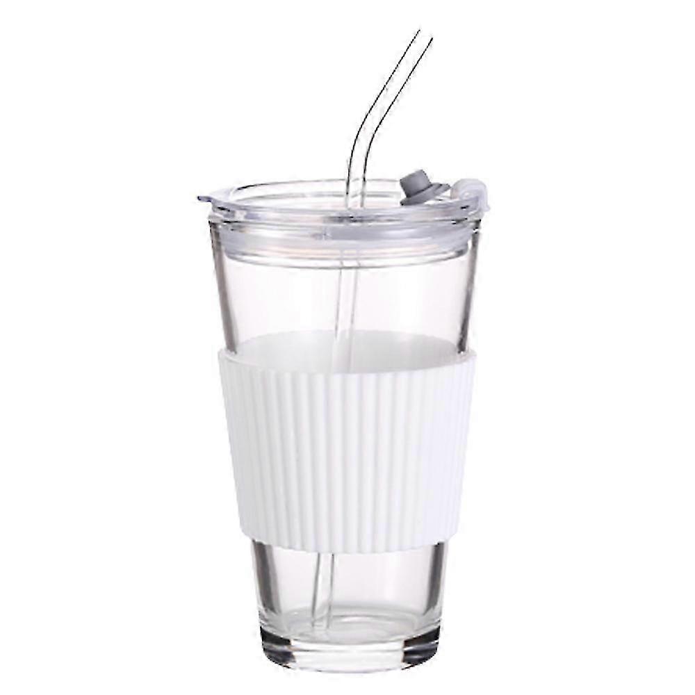 Tasse à café 450ml avec couvercle et paille, tasse à boisson en verre pour thé, lait, Style2109