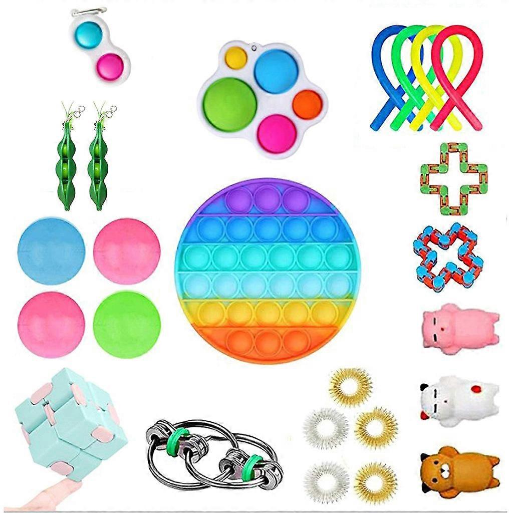 Pack of 25/30 Sensory Fidget Interactive Hand Toy with Stretching Rope Board Popper  Ball Bundle for Anxiety ADD