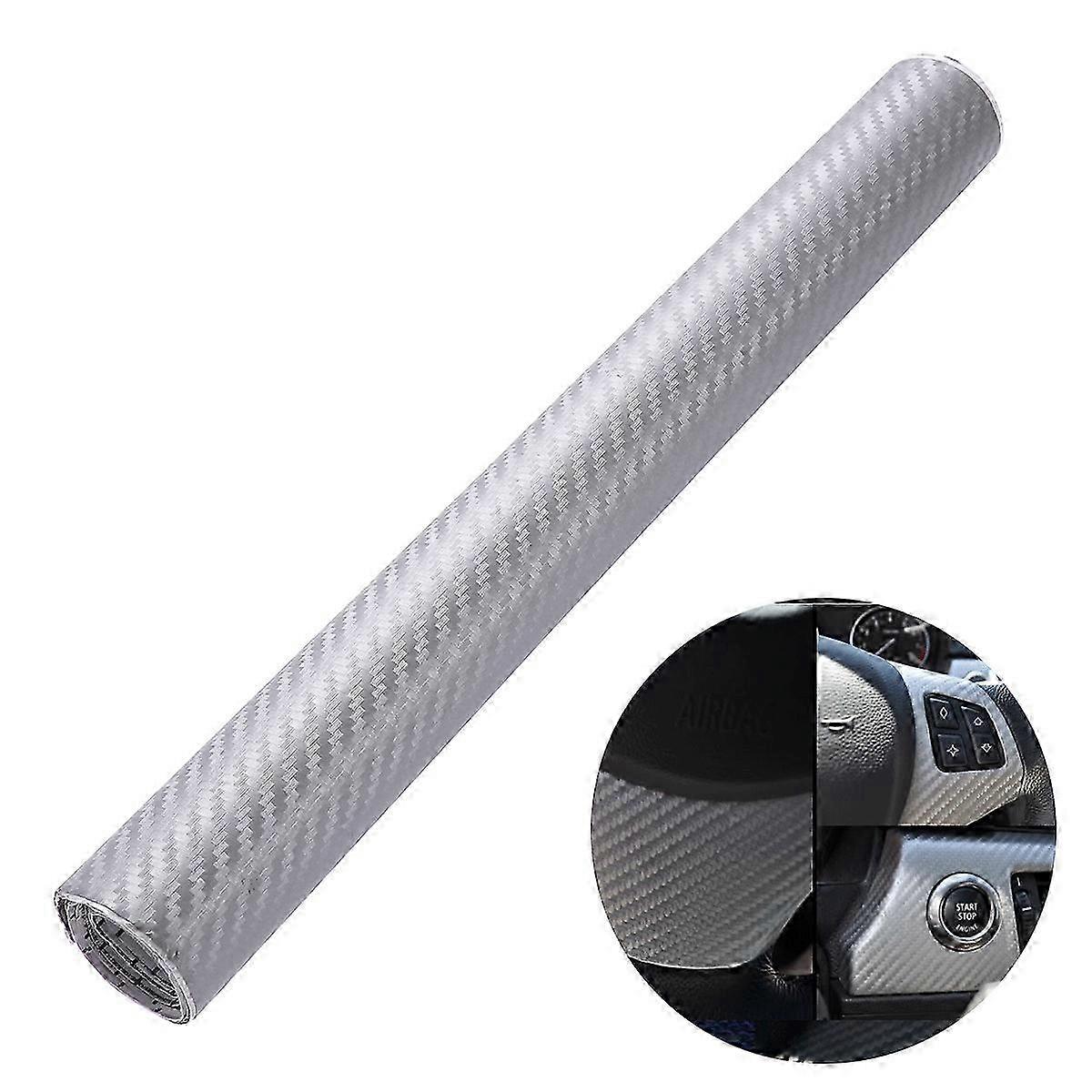 3D Carbon Fiber Wrap Roll DIY Sticker for Car Auto Vehicle Decor 10 x 127 cm Silver