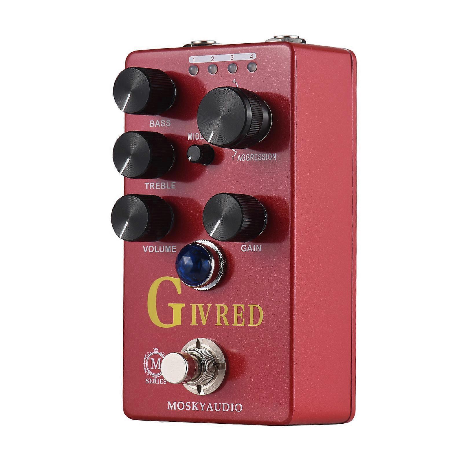 G IV RED Purple Channel Guitar Effects Pedal Preamp Overdrive Distortion True Bypass 9V DC 6.35mm Input Output for Guitar Bass