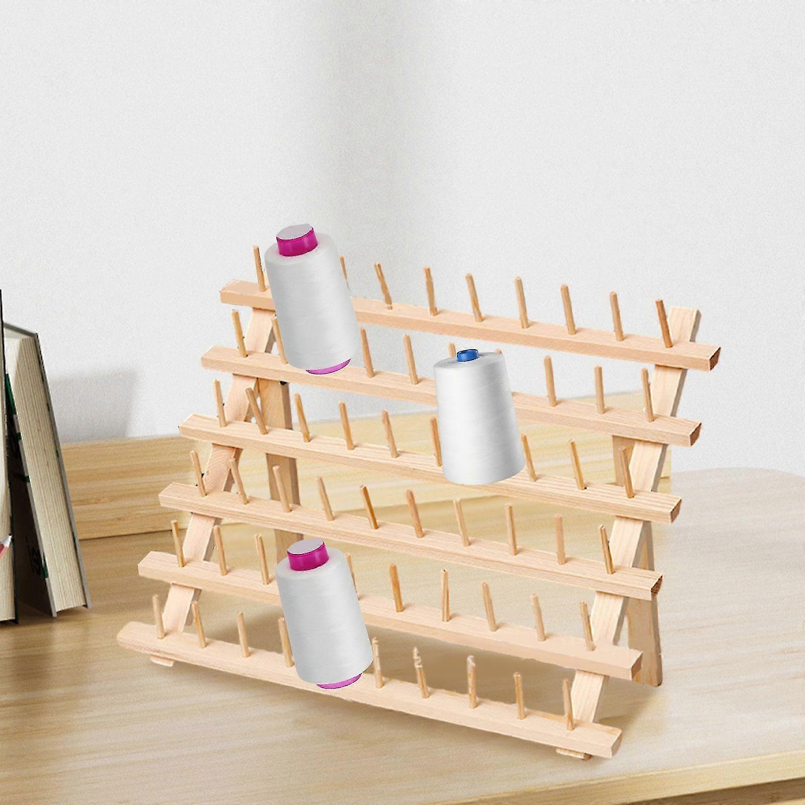 Sewing Thread Rack Holder and Organizer for Accessories, Ideal for Tailors, Jewelry, and Embroidery Projects, Wooden Bobbin Spool Holder