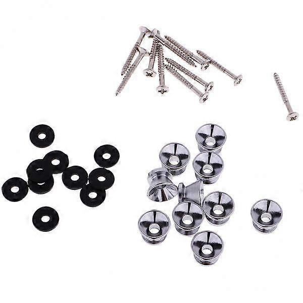 4x 10pcs/Pack Guitar Bass Ukulele Round Strap Locks Buttons W/ Washers Screws