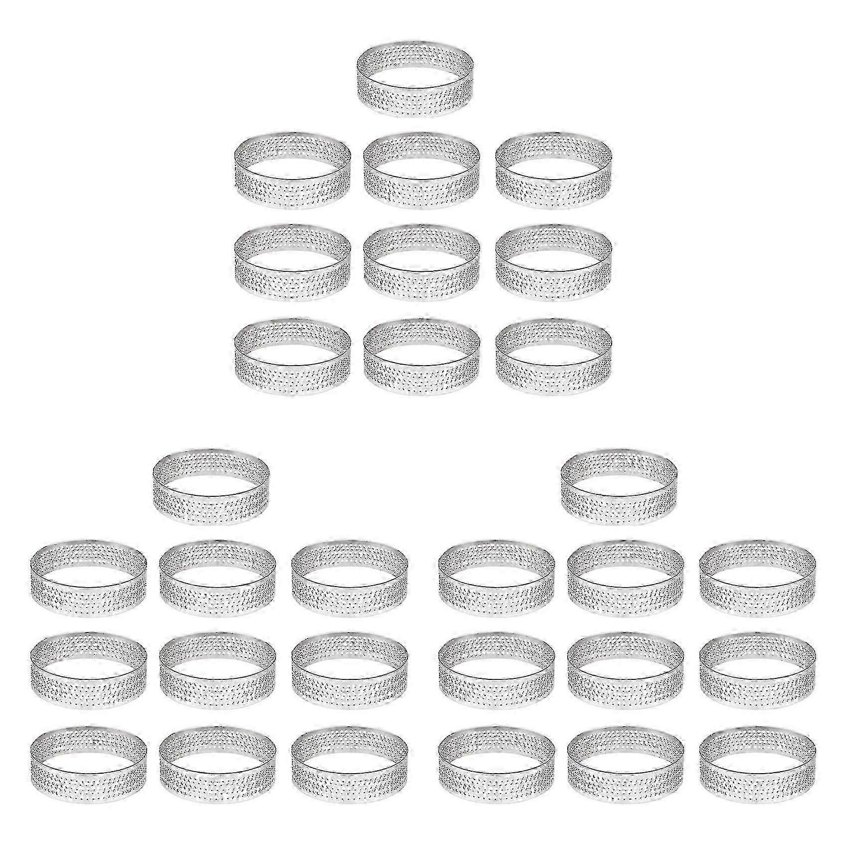 30 قطعة 4.5 سم حلقات لاذعة من الفولاذ المقاوم للصدأ للخبز ، قوالب قشرة فطيرة كيشي غير ملحومة مثقوبة