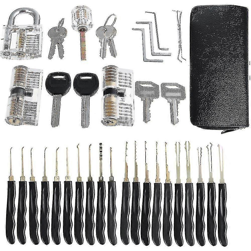 Transparent Practice Lock Pick Set for Beginners with Case and 9 PCS Training Tools