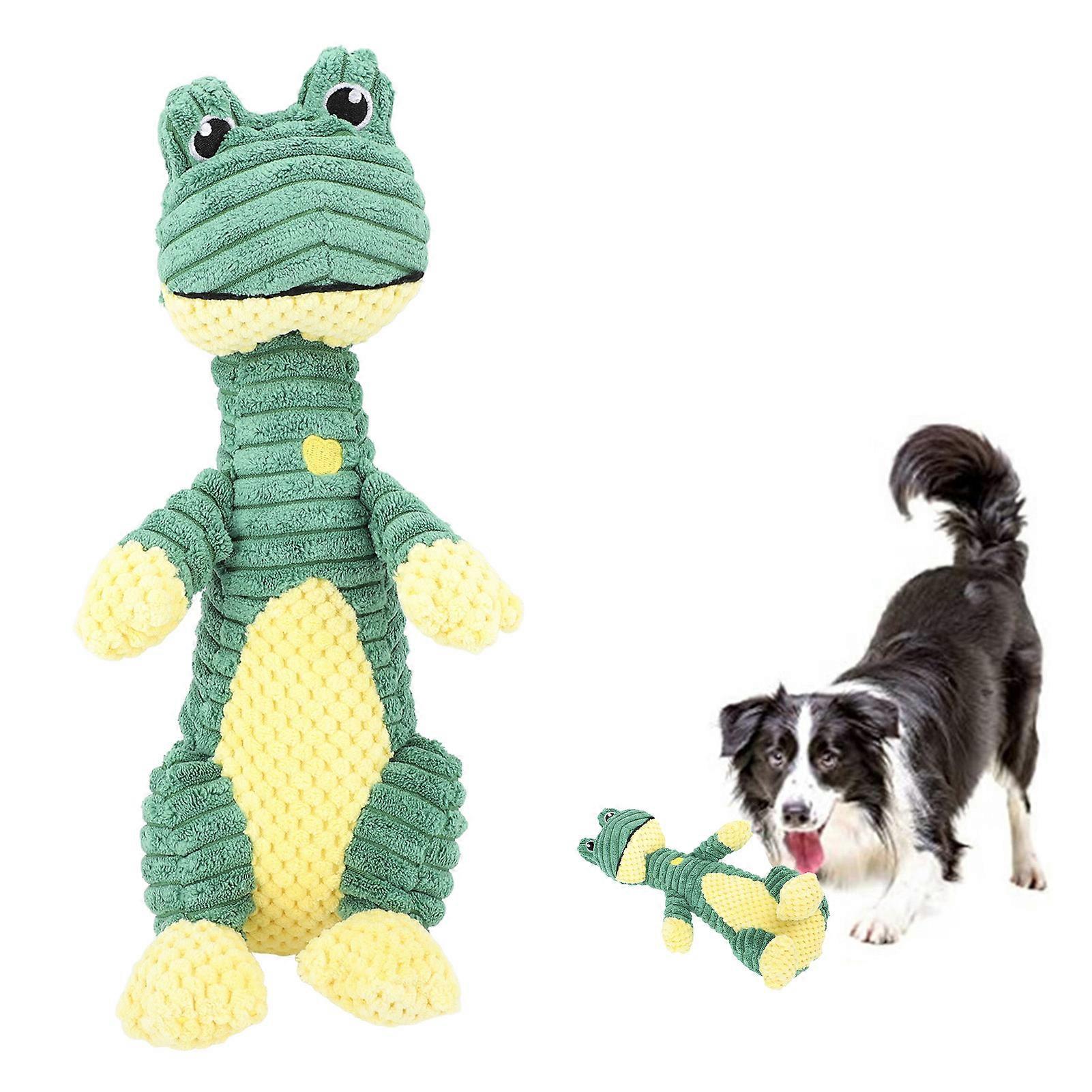 Plush Dog Squeaky Toy Cute Animal Shape Interactive Reduce Boredom Stuffed Dog Chew Toy for Small Medium and Large Dogs Frog 