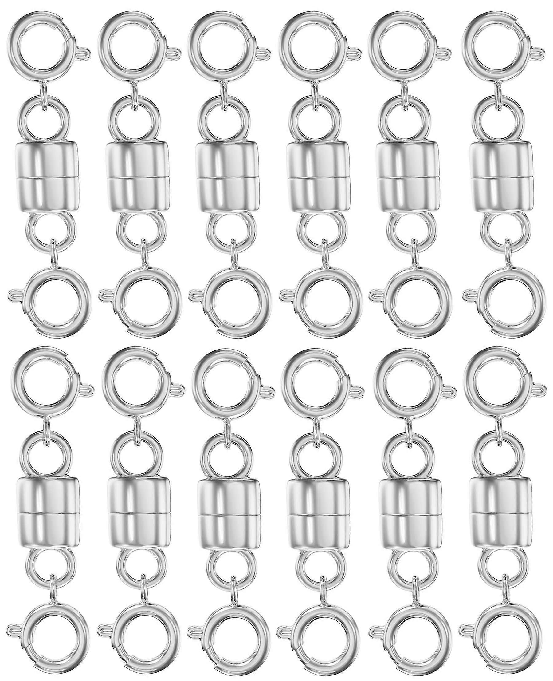 Magnetic Necklace Clasps and Closures 14K Gold And Silver Two Spring Clasps Beads Chain Extender Safety Magnetic Locking