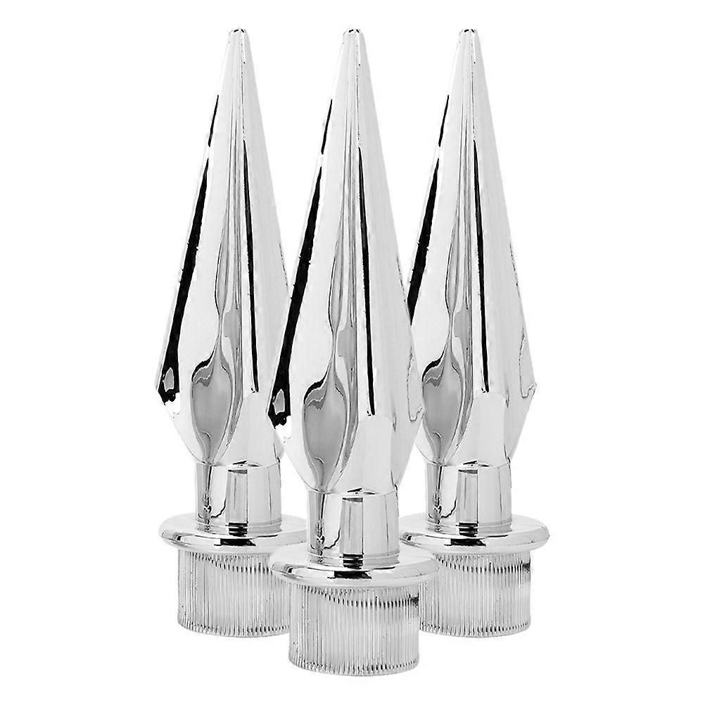 Silver Flagpole Head Plastic Flag Pole Ends for Flag Use 3Pcs Set