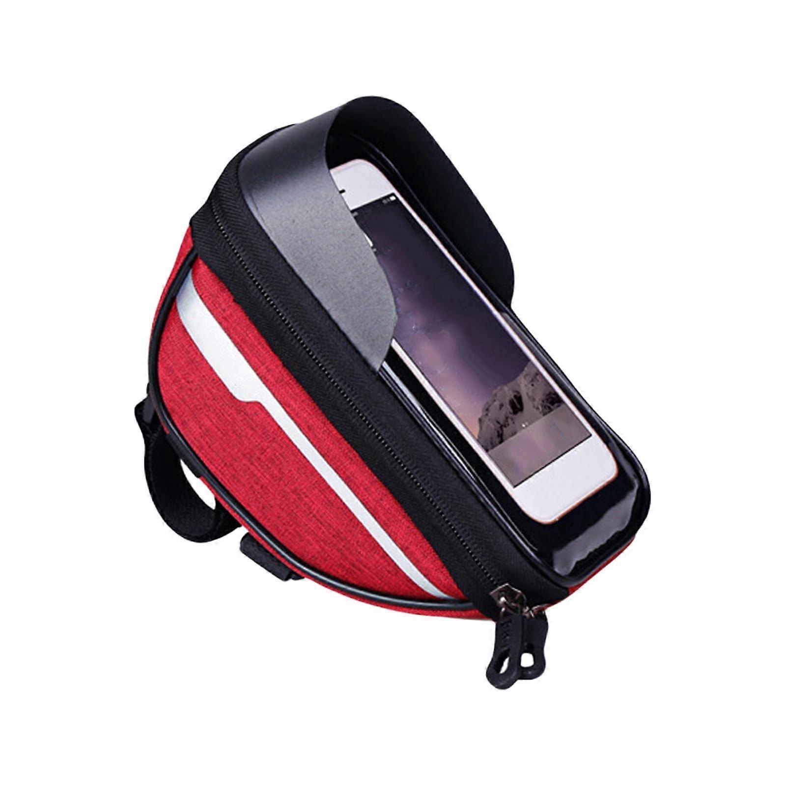 Bike Phone Holder Waterproof with Clear Touchscreen, Handlebar Phone Mount, Red Design, Universal Fit