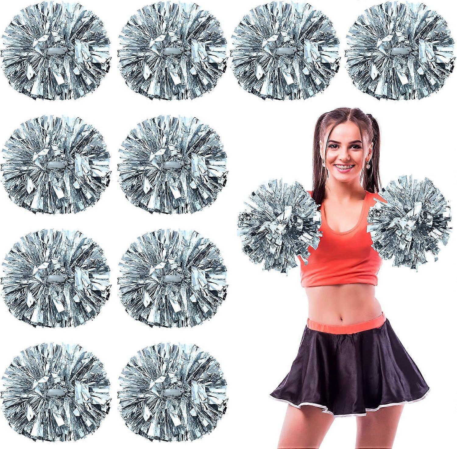 2025 Latest Model 12 Pack Cheerleading Pom Poms with Baton Handle Plastic Ring