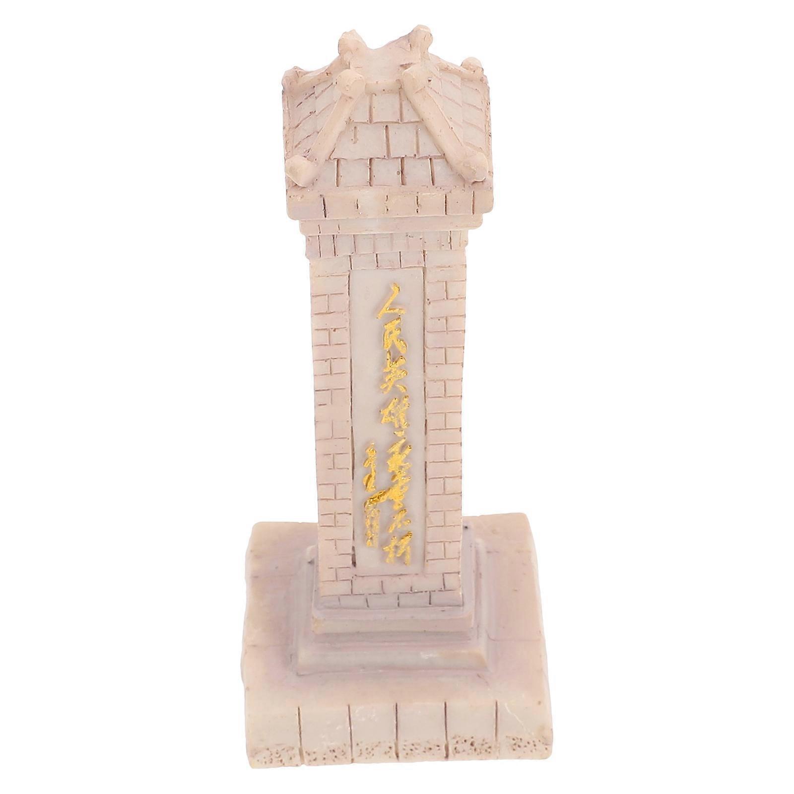 Monument Shape Decor Resin Crafts Adornment Tabletop Decor Beige 1Pcs