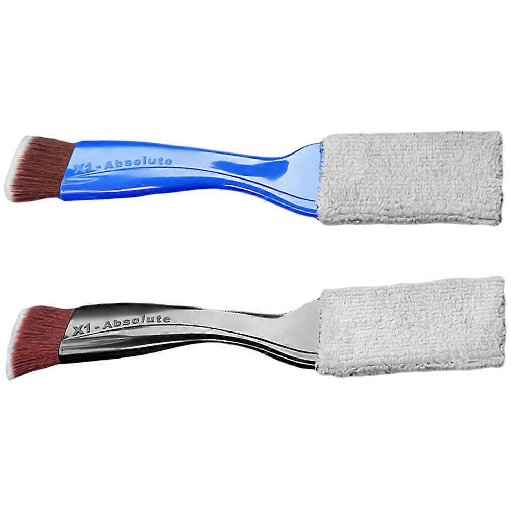 Car Detailing Brushes Interior Car Cleaning Automobile Air Conditioner Vent Cleaning Tool 2Pcs Black Flat Head ABS Warp Knitted Fabric