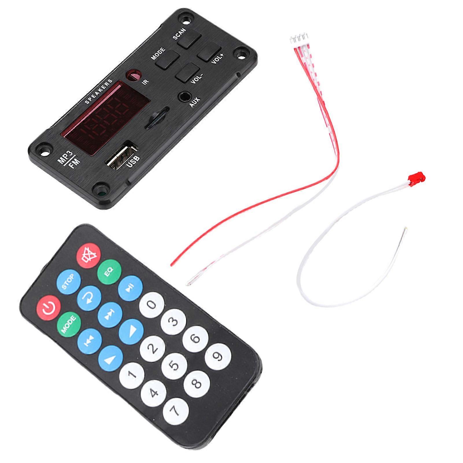 Car Speaker Bluetooth 5.0 MP3 Decoding Board with Color Screen & Remote Control
