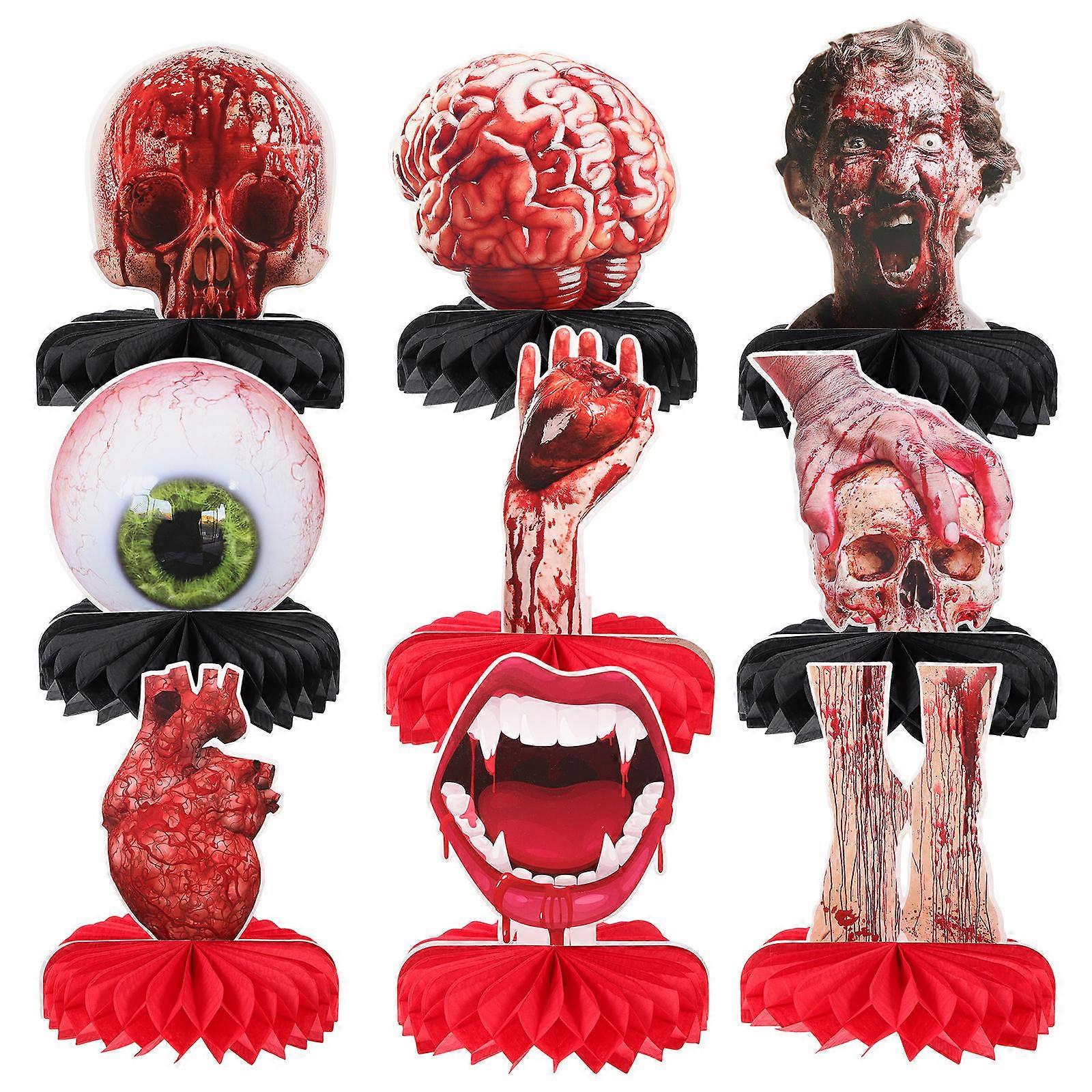 Halloween Scary Party Decorations Honeycomb Centerpieces Assorted Color Halloween Party Supplies 9Pcs