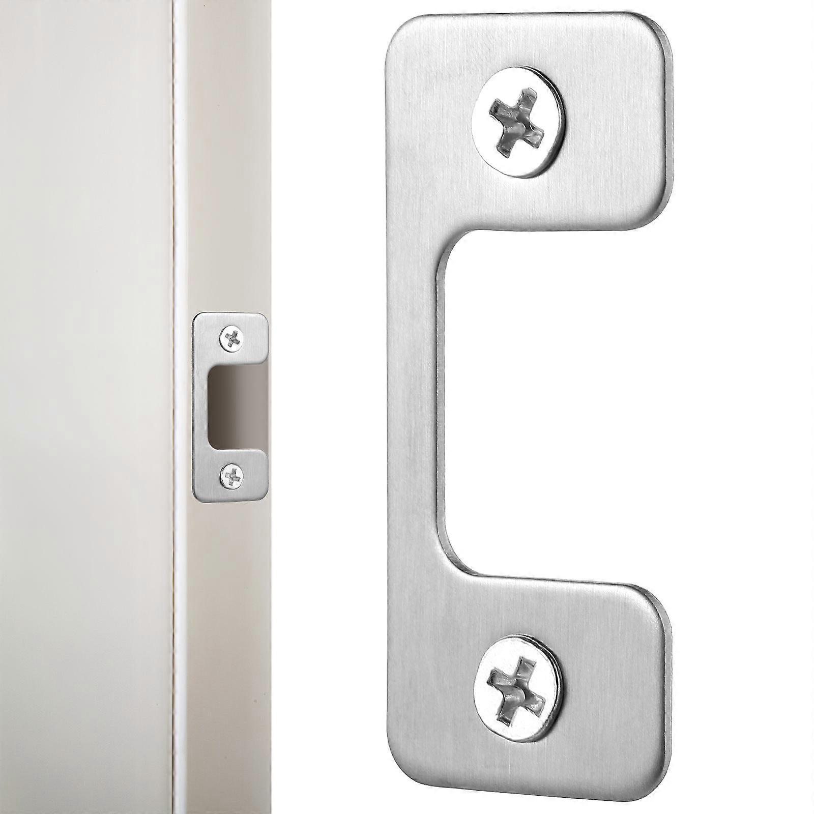 Durable Door Latch Guard Plate Security Protector Strike Plate Cover Intrusion Defense Latch Shield Metallic Finish