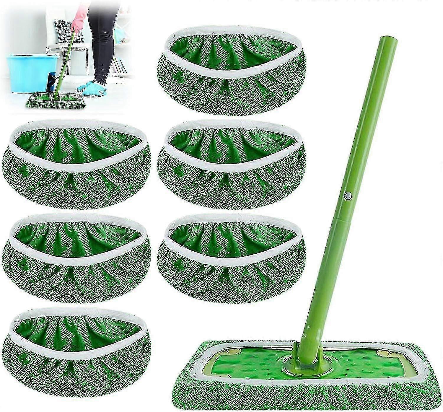 6pcs Reusable Microfiber Mop Pads for Swiffer Sweeper, Dry & Wet Floor Cleaning Cloths