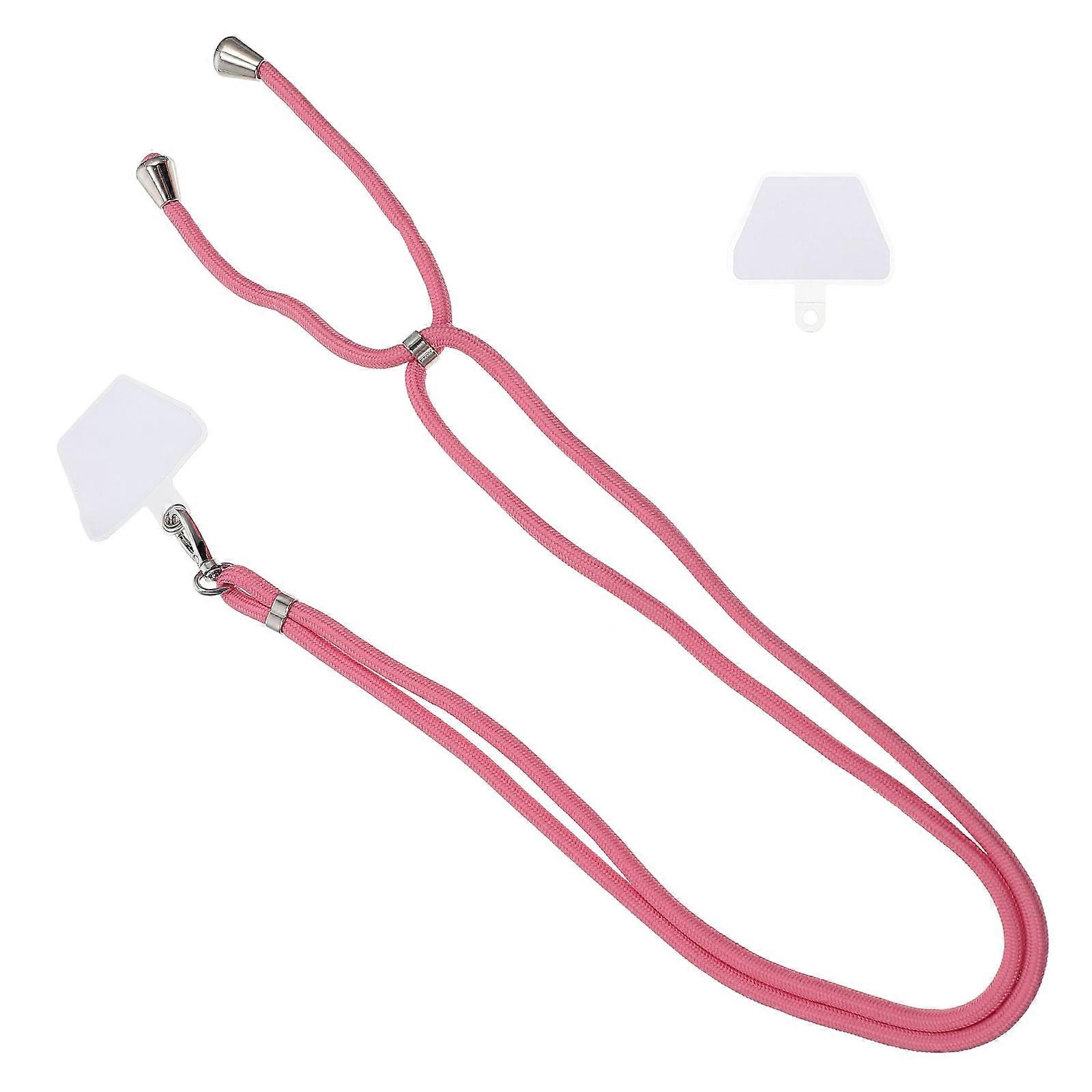 Pink Nylon Phone Lanyard with One Button Buckle and Adjustable Straps for Safe Phone Use 6.3 Inches