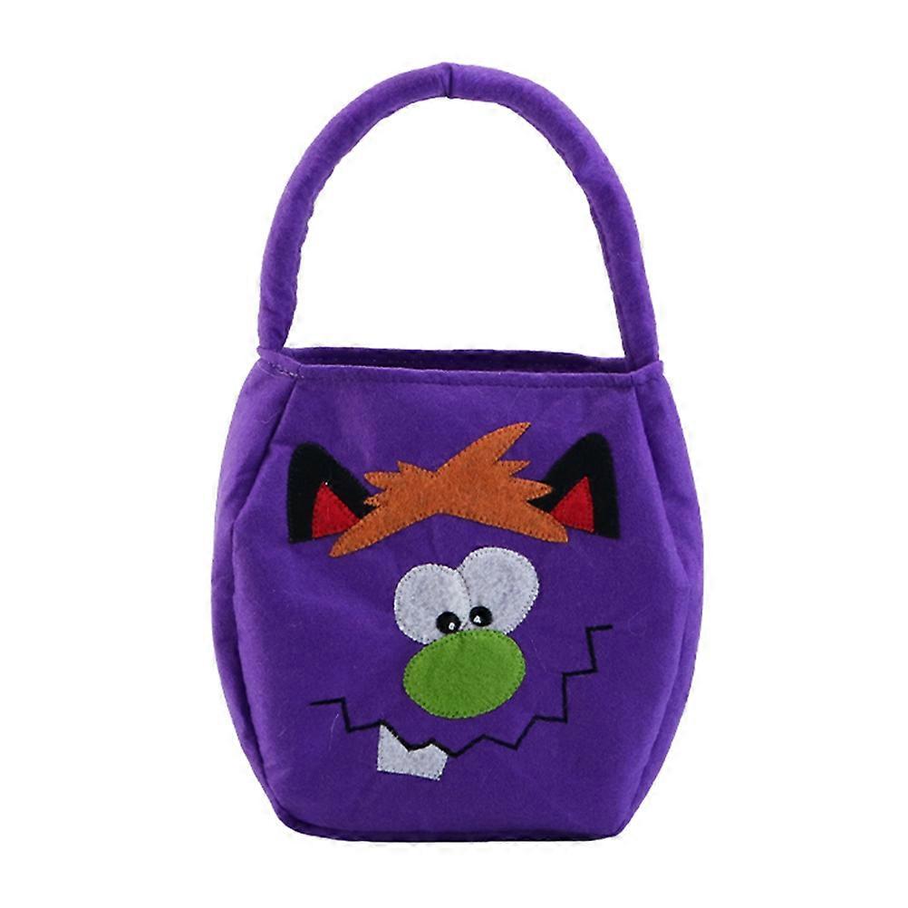 Halloween Candy Pouch Short Plush Handheld Bucket for Party Decoration Reusable 1Set