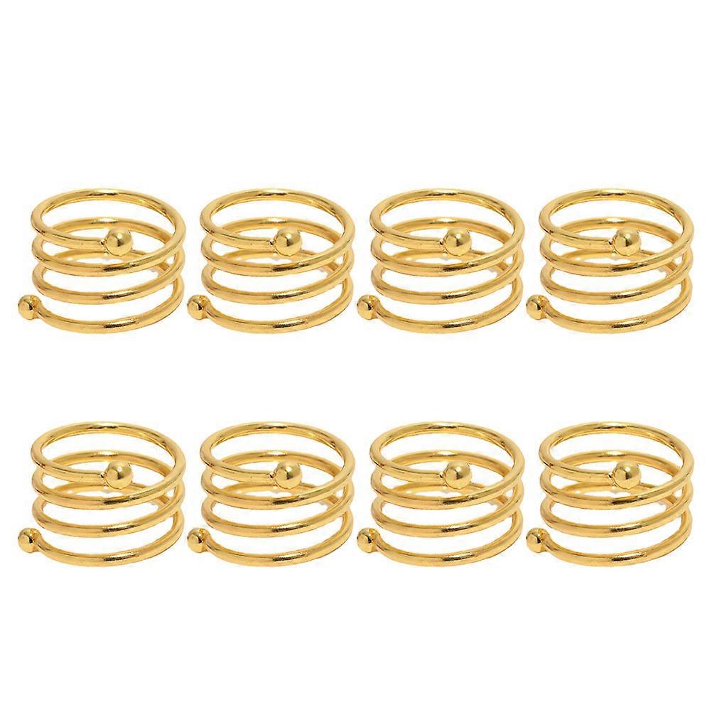 Creative Napkin Rings Spiral Shape Hotel Use Golden Color Simple Design Holds Napkins 8Pcs