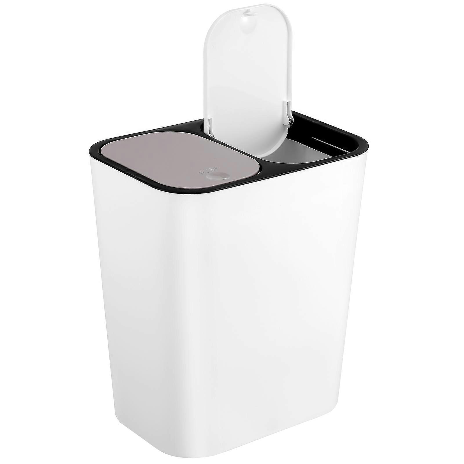 Two Compartment Trash Can Dual Garbage Bin for Families Dry/Wet Separation 15L 1Pcs