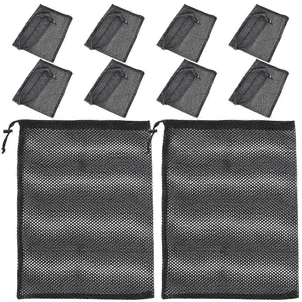Mesh Drawstring Bag 10Pcs Black Polyester Drawstring Closure for Home Use