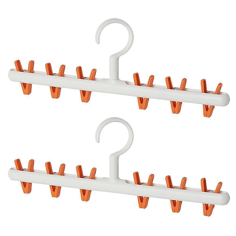 Clothes Drying Hanger Sock Drying Rack Multifunctional Home Dormitory Use Orange 38.5*2.5*13cm 360 Degree Rotation 2Pack