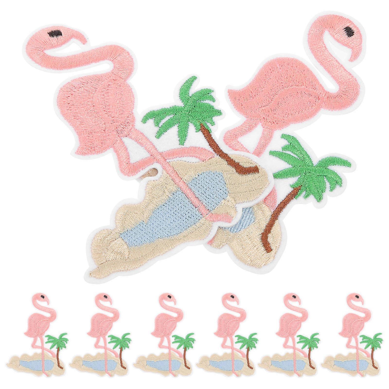 Flamingo Iron On Patch Ricamato Flamingo Patch Cucire Su Colore Assortito 9x6.5cm Accessorio Fai Da Te 10 Pz