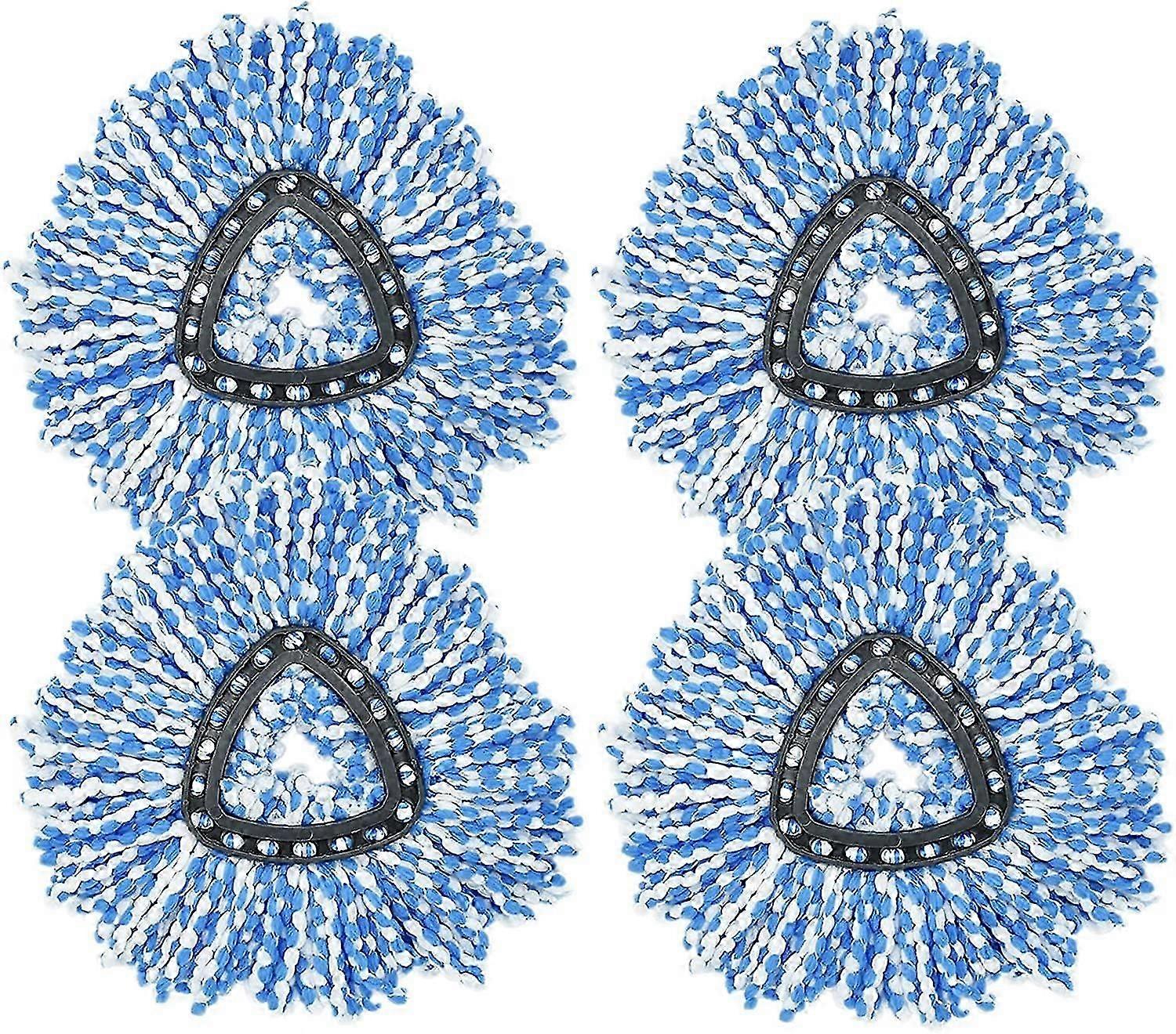 4 Pack Replacement Mop Head, 2 in 1 Easy Wring and Clean Turbo Triangular Cotton Mop, Microfiber Ref