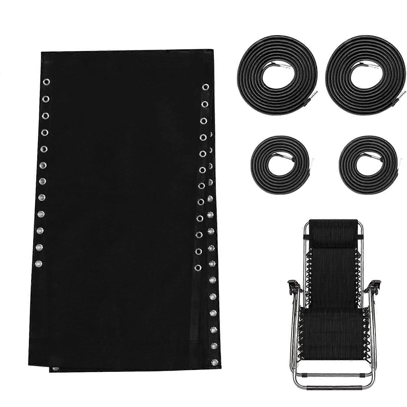 Fabric Colours Set for Sun Loungers, Replacement Cloth with 4 Rubber Cord Ropes Black Rope Ref: 2334