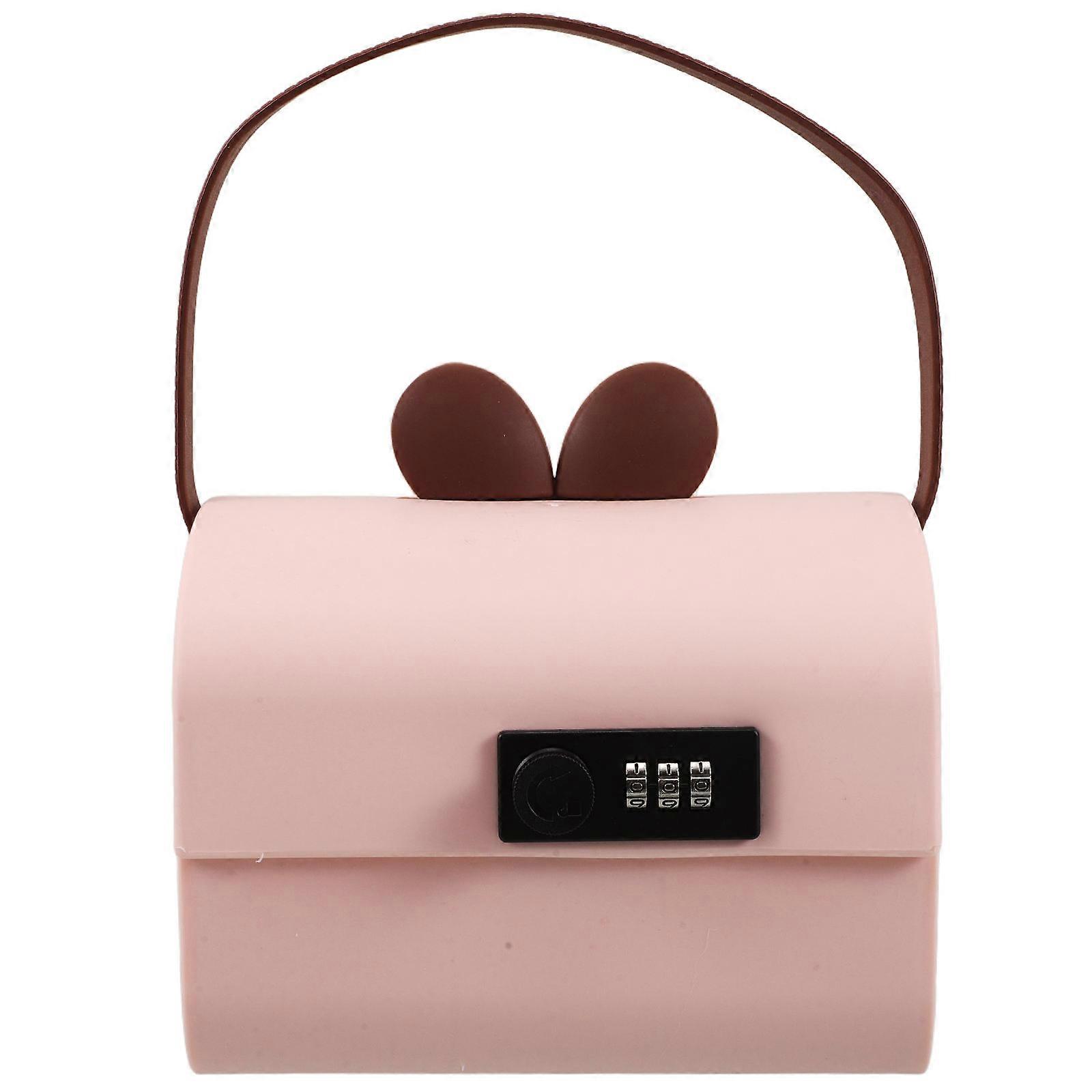 Creative Pink Coin Bank with Handle – Multi Use Savings Bank, Document Organizer & Secure Combination Lock for Home & Office