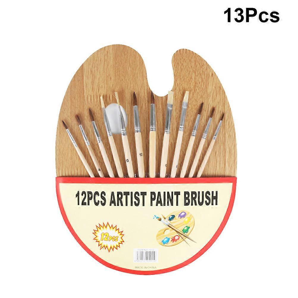 Paint Art Classes Rotondo Piatto Beige Lana di legno Alluminio 12 pezzi 1 pz Tavolozza di colori