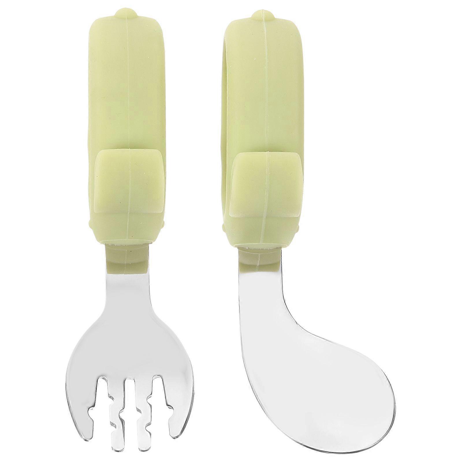 1 Set Baby Utensils Toddler Training Fork Baby Self Feeding Fork Baby Training Spoon with Storage Box