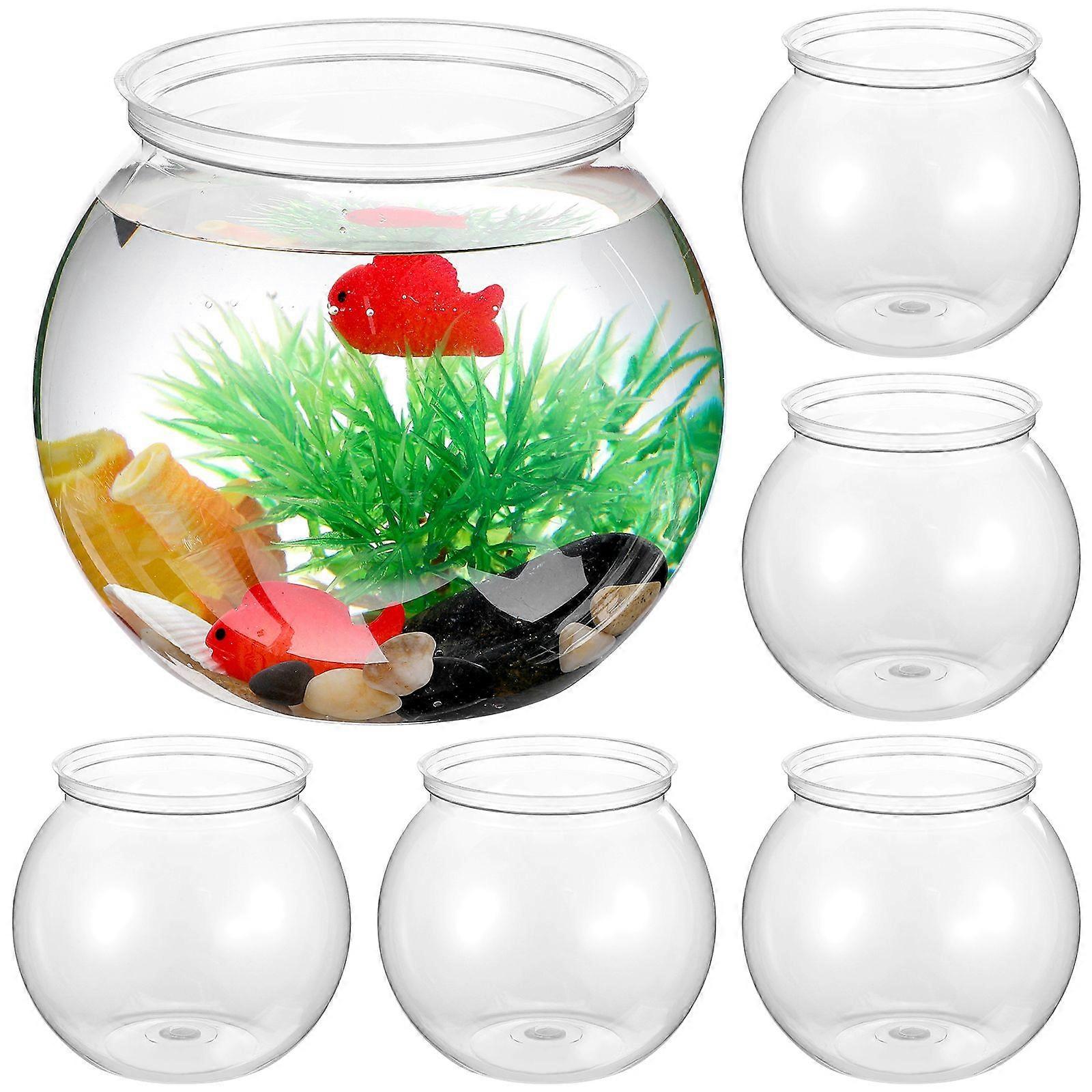 6 Stück Kunststoff-Fischgläser Kleine Fischgläser Klare runde Fischgläser Goldene Fischgläser