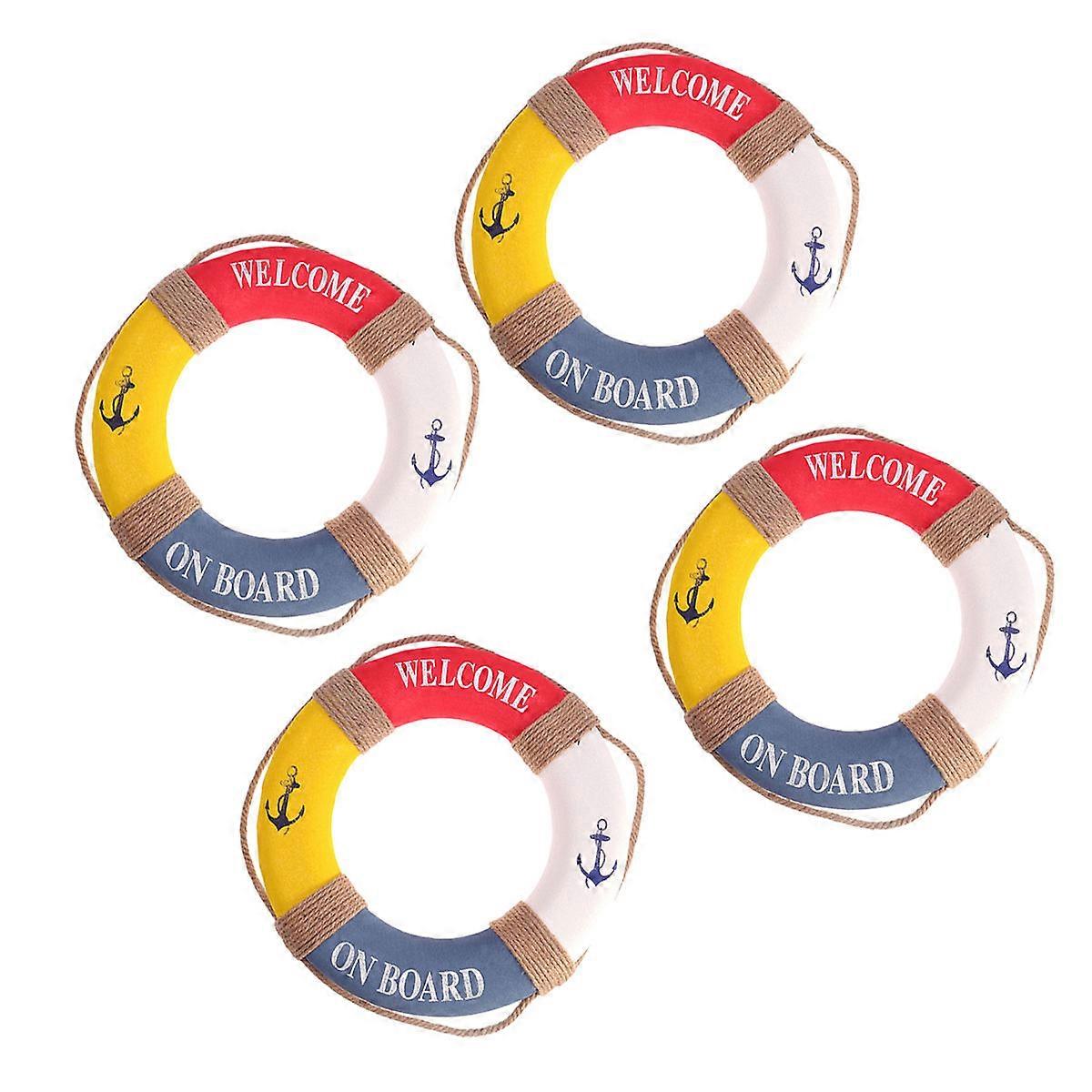 Nautical Hanging Ornament Hanging Lifebuoy Decoration Mediterranean Style For Cafe Red And Yellow 50cm Circle Home Decoration 1Pack