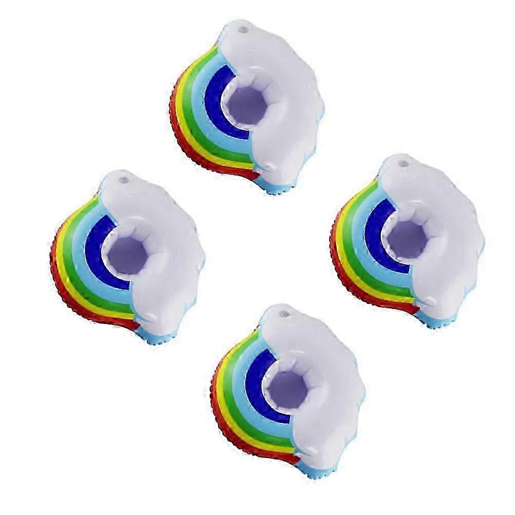 4pcs Inflatable Floating Rainbow Drink Holder Swimming Pool Float Coasters