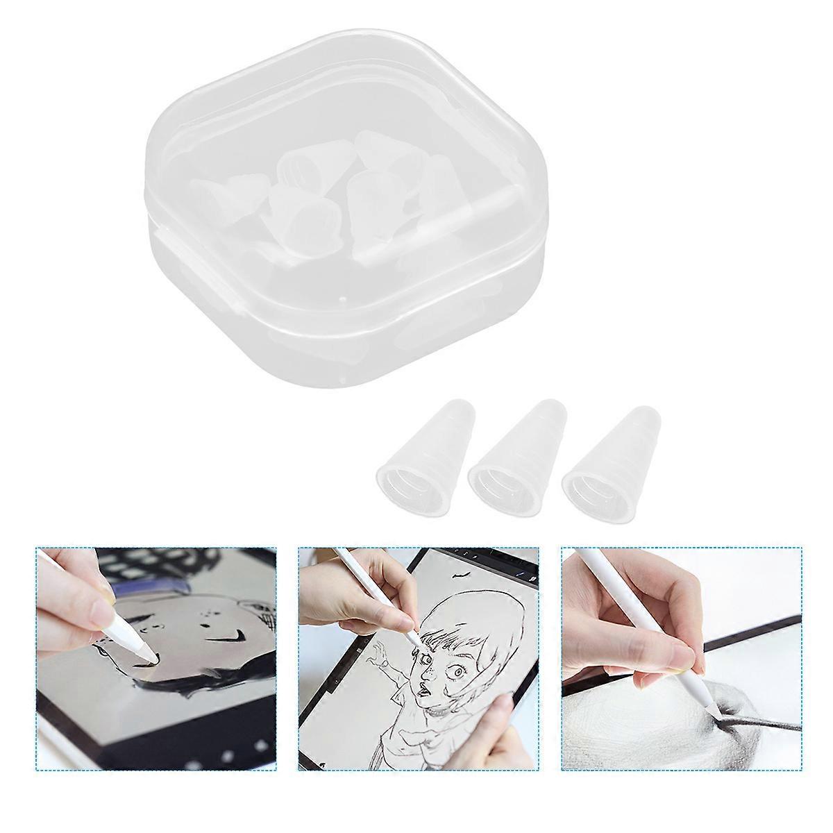 Pencil Tip Protector Cover Mute Writing Silicone Material for Pencil 1 2 Transparent 8Pack
