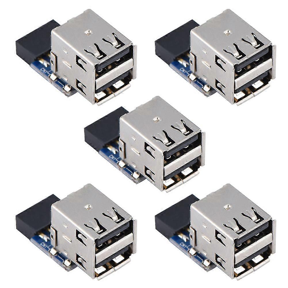 5pcs USB2.0 Motherboard Connector 9Pin/10Pin Header to 2 USB2.0 A Port Adapter (Type A)