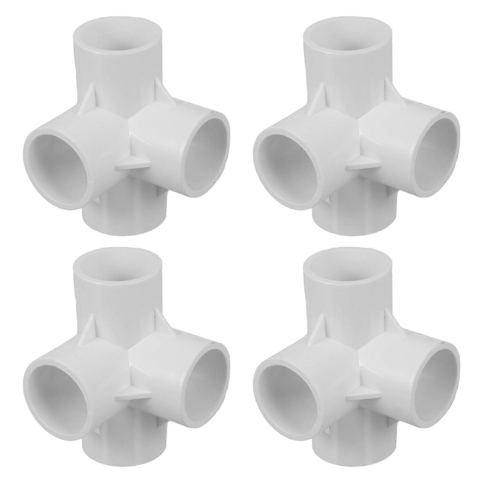 4pcs PVC Elbow Tube Fitting Connector Four Way Adapters for DIY Shelves, Greenhouses, and Furniture Assembly with UV Protection