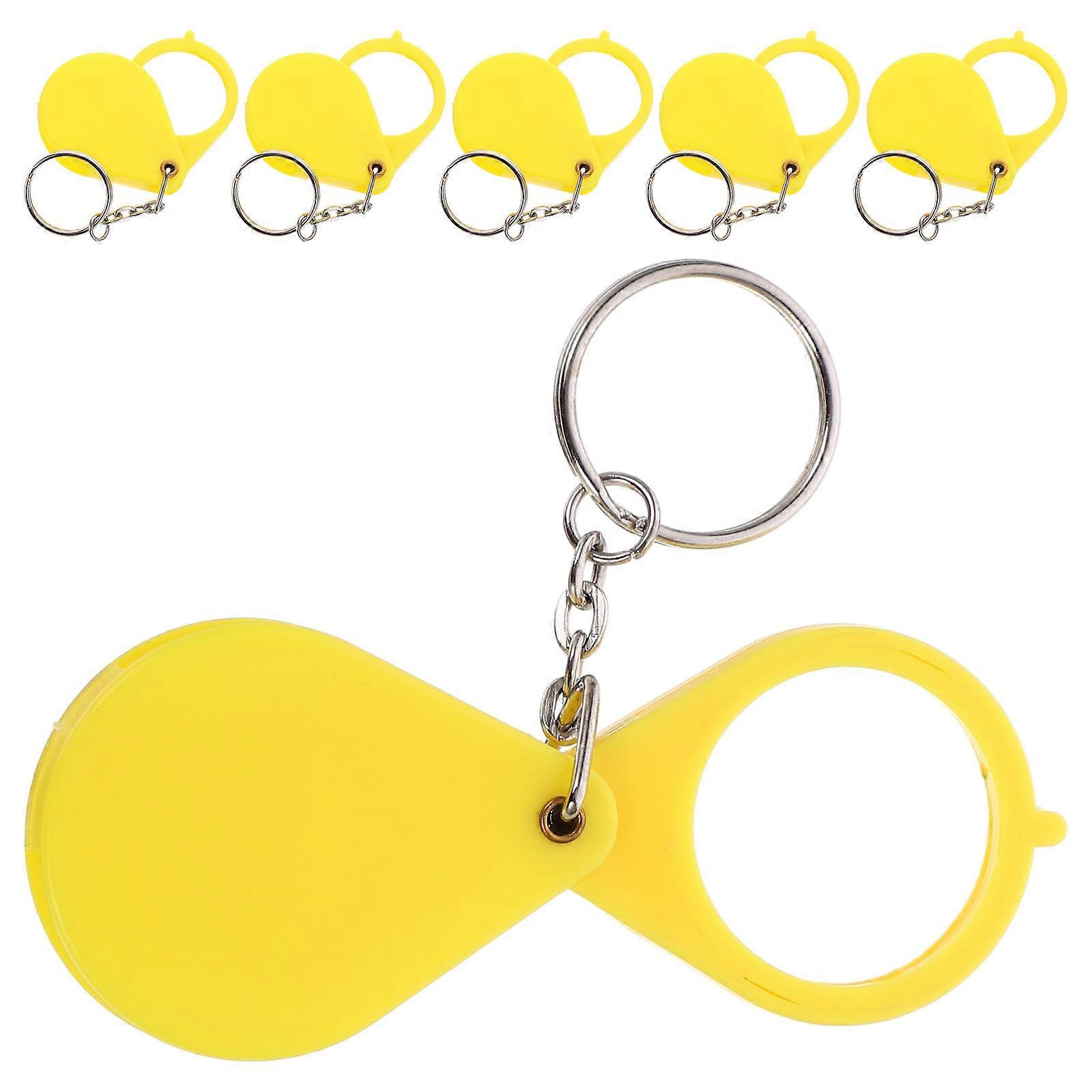 Jewelers Loupe Magnifier Magnifying Glass Pendant Key Ring Portable Handheld For Elderly Travel 1.97X1.45X0.31in Magnification 6Pcs
