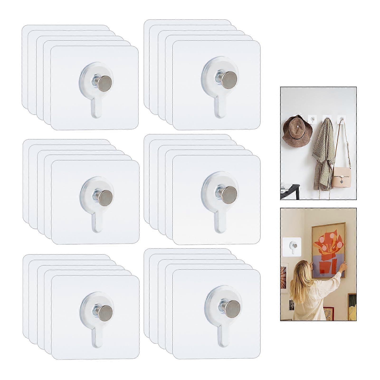Transparent Adhesive Screws Pack Of 40, Acrylic Self-Adhesive Picture Hooks, No Drilling, 15 Kg Load, 2 Sizes