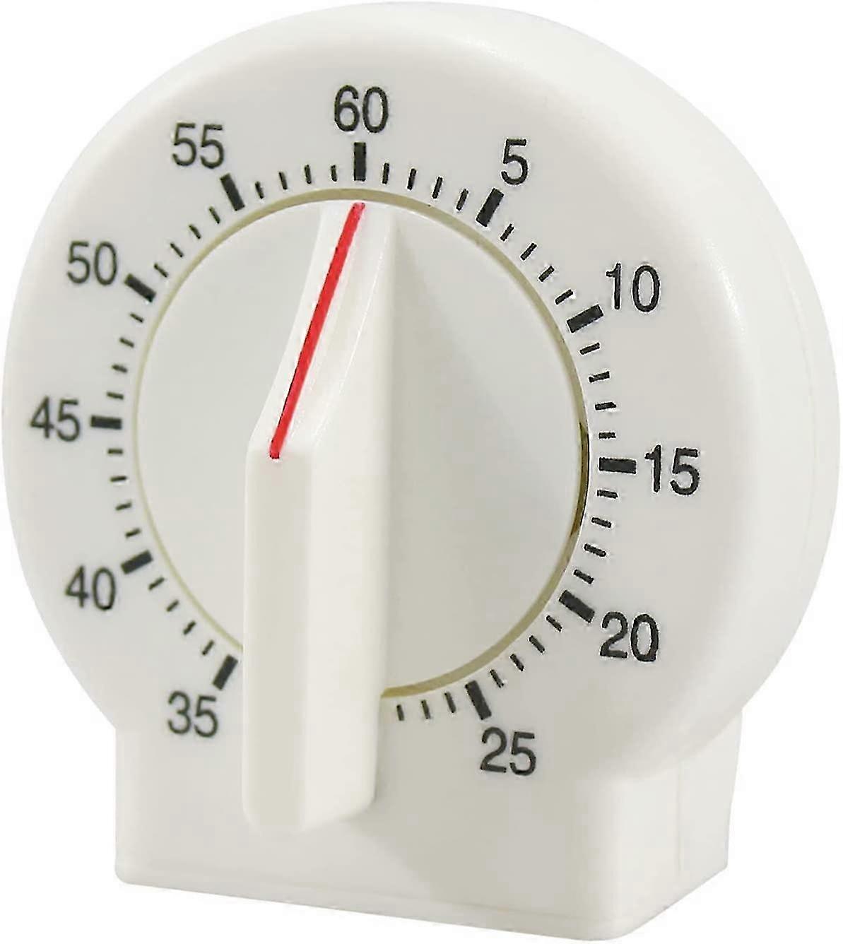 60 Minutes Mechanical Timer Clock, Easy to Read Kitchen Cooking Timer with Bell Alarm, No Battery Needed (White)