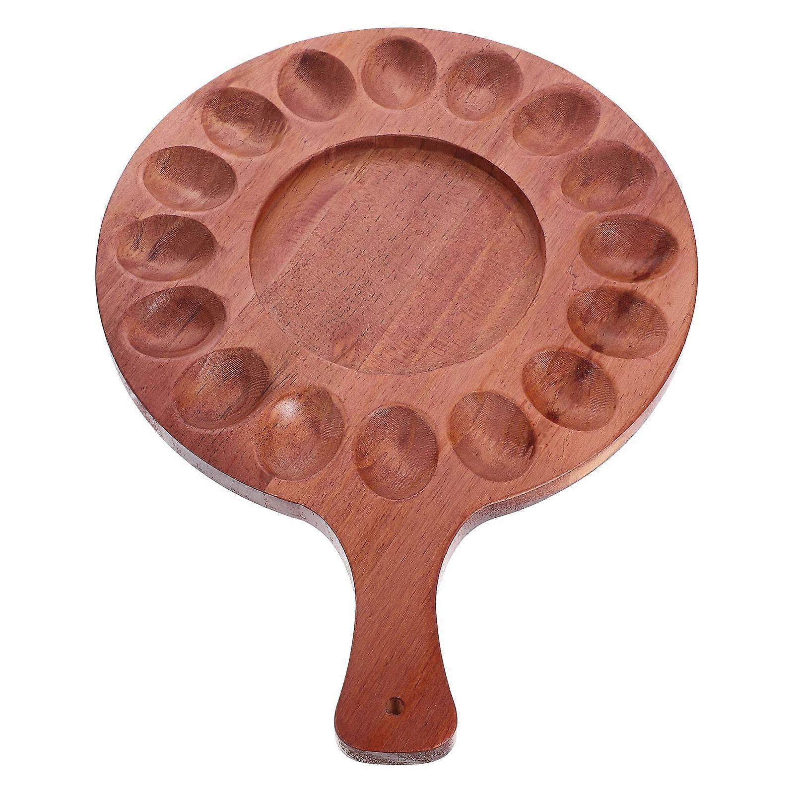 Wooden Egg Storage Base Dessert Serving Plate Restaurant Use Rectangular Shape 1Set