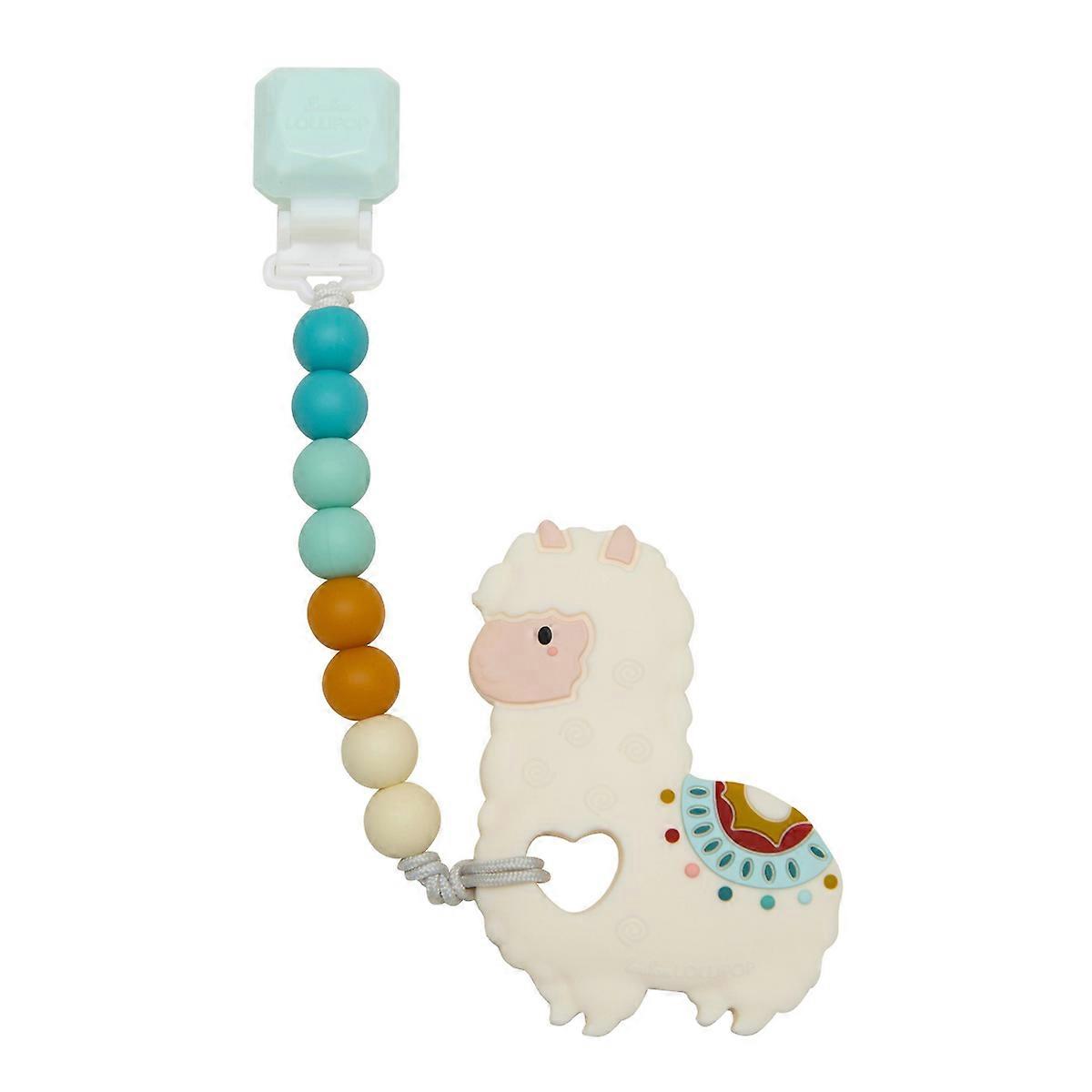 Loulou Lollipop Silicone Teether With Clip - Llama
