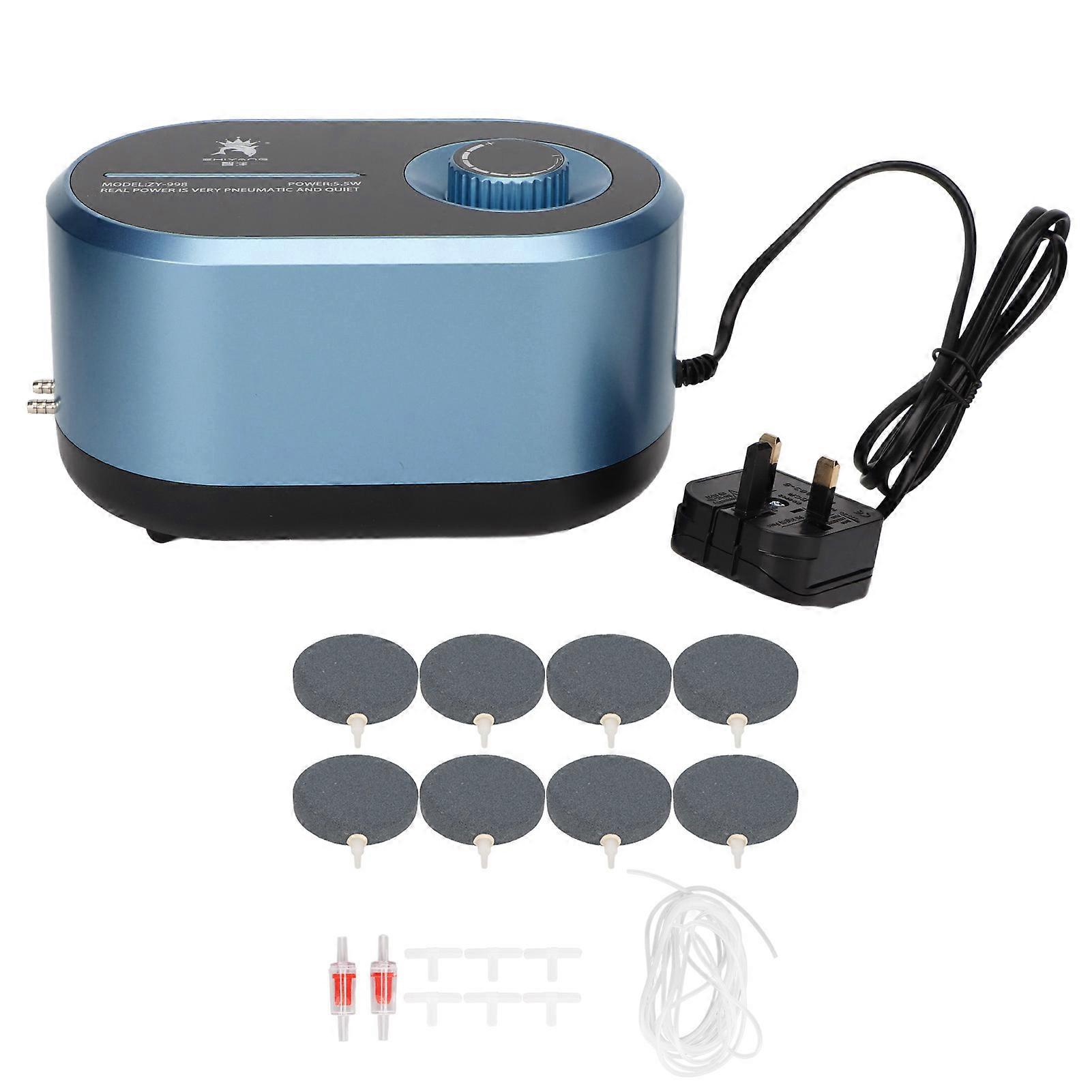 Aquarium Oxygen Pump Dual Hole Large Air Volume Silent Adjustable Fish Tank Air Pump for Aquarium Accessories UK Plug 220V