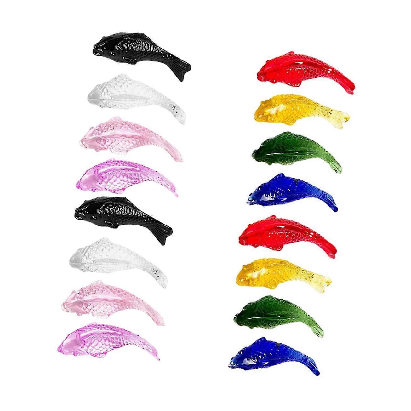 16-Piece Crystal Fish Figurines Set for Aquariums, Ponds, and Home Decor - Symbol of Prosperity and Elegance