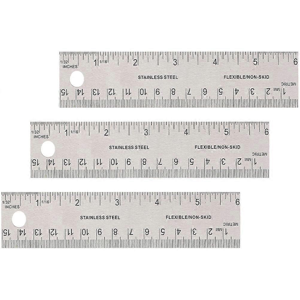 Cork Back Ruler Drafting Ruler Office Use Measuring Drawing Simple Design 15cm 3Pcs